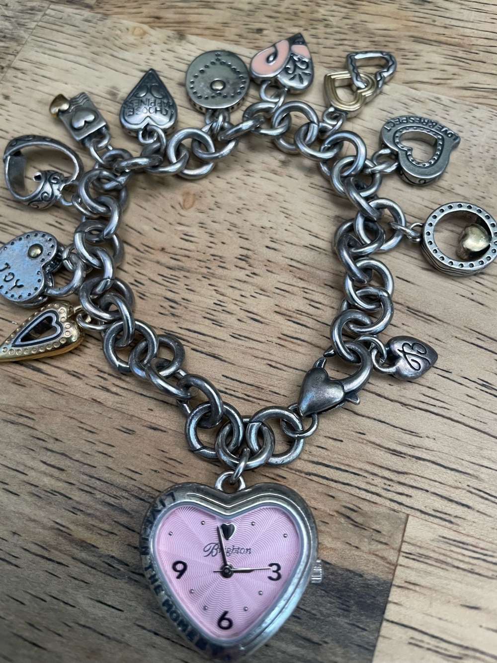 Brighton Power of Pink Heart Charms Watch Cancer Bracelet working